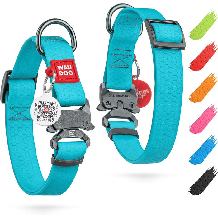 Нашийник для собак WAUDOG: водонепроникний, регульований, для великих, середніх та малих собак, з металевою застібкою, 31-49 см, ширина 25 мм, світловідбиваючий
