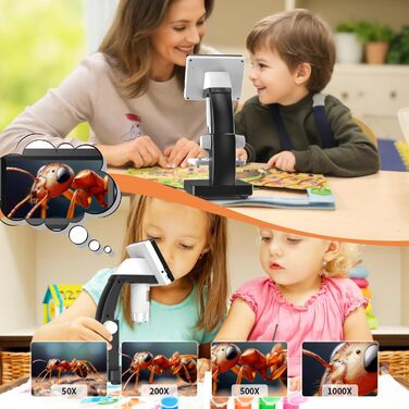 Цифровий мікроскоп AOPICK з LCD екраном, роздільна здатність 50X-500X, 4.3-дюймовий 1080P USB мікроскоп з 8 регульованими LED-лампами, для ПК, дорослих/дітей, сумісний з MacOS Windows (темно-сірий)