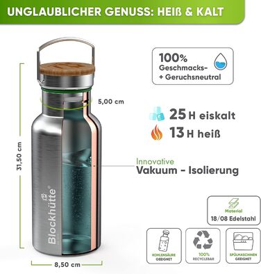 Log Cabin Personalized Stainless Steel Water Bottle 1L - Leak-Proof Water Bottle for Kids, Adults, BPA-Free, Carbonated Drink Safe, Thermos Bottle for School, Outdoor, Engraving with Name