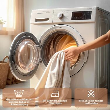 Штора для душу EurCross 180x200 см, текстильна, водонепроникна, бежева. З антигрибковим покриттям, машинне прання, з 12 кільцями