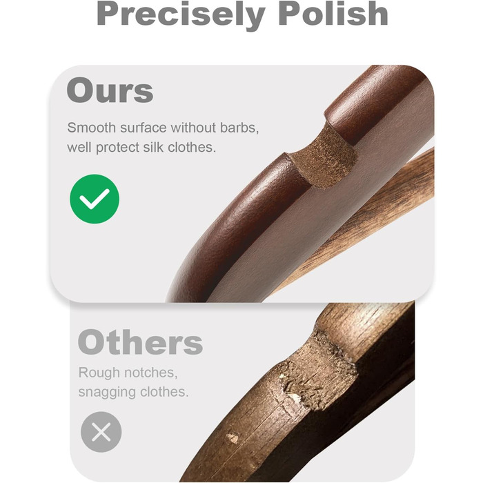 Дерев'яні вішалки для одягу HOUSE DAY (30 шт.) - 360° обертання, захист плечей, для костюмів, сорочок, курток та пальто, горіх