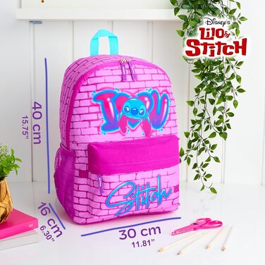 Рюкзак Disney Stitch для дівчаток рожевого кольору, 40x30x15 см - шкільний, спортивний, для подорожей