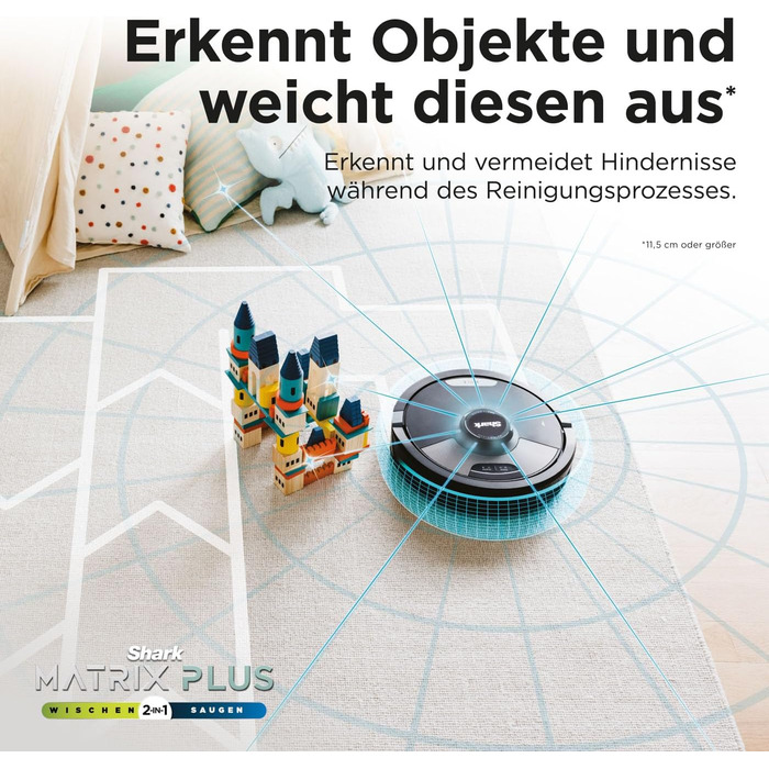Робот-пилосос Shark Matrix Plus 2-в-1 з функцією миття та самостійною станцією, самоочищення, для шерсті тварин, килимів та твердих підлог, 14,5 см, чорний
