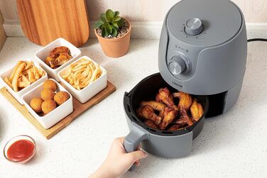 Фритюрниця без олії Mini 1.8L з таймером та підігрівом - 1200 Вт (Сірий)