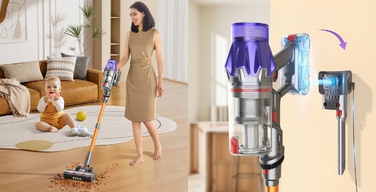 Вертикальний акумуляторний пилосос Laresar 500 Вт, HEPA-фільтр, 1,5 л, багатоколірний