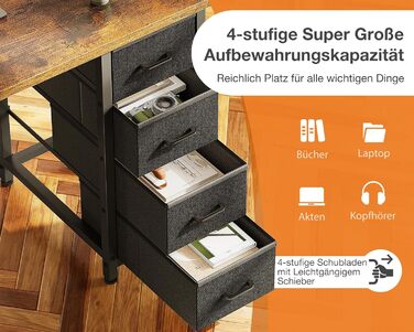 Компактний письмовий стіл Coleshome з 4 висувними ящиками, 100x40 см, з полицями, для офісу, кабінету, спальні (колір: коричневий)
