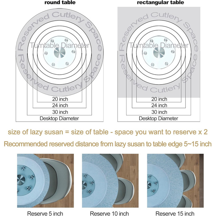 Roninkier Turntable for Tabletop, 50cm Large Round Clear Dining Table Rotating Tray Serving Platter with 6 Swivel Wheels, Heavy Duty Tempered Glass Centerpiece Lazy Susan