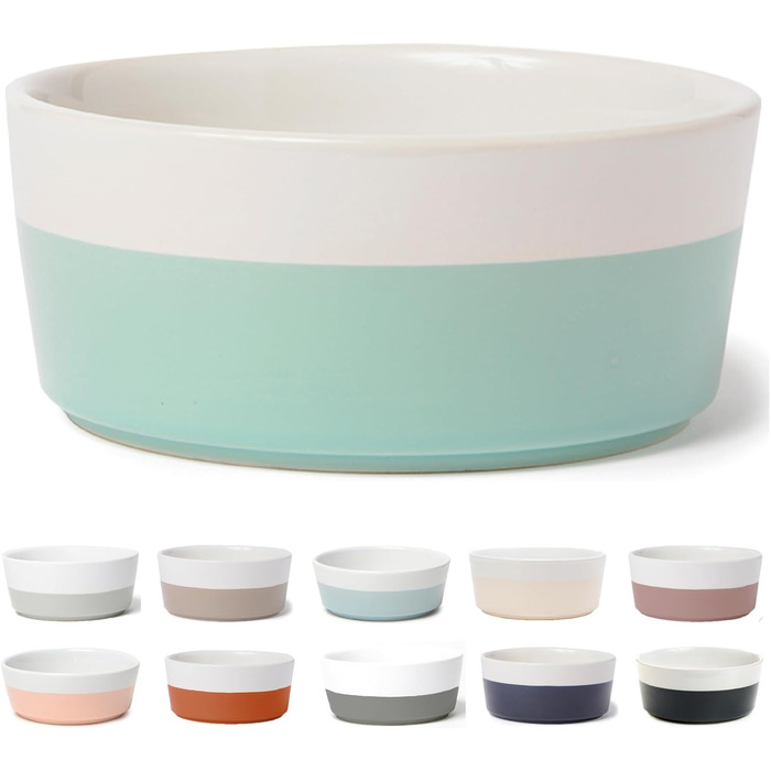 Миска для собак Waggo Dipper Ceramic - велика, м'ятного кольору, для всіх порід, міцна та довговічна, придатна для миття в посудомийній машині