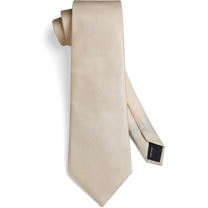 HISDERN Комплект краватки та нагрудного хустинки в клітинку для чоловіків, формальний стиль, класичний, для весілля, бежевий