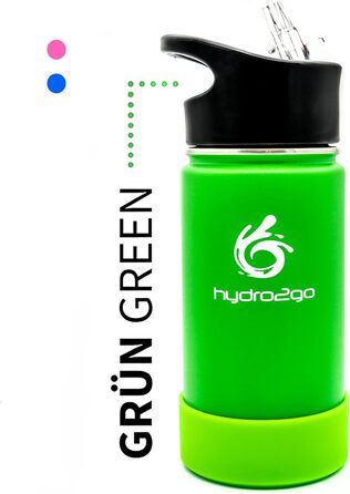 Stainless Steel Kids Water Bottle - BPA-Free Thermos Bottle with 2 Leak-Proof Caps (Straw & Sport) - 350ml
