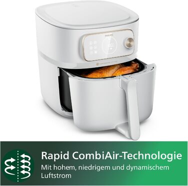 Philips Airfryer Combi 7000 Series XXL - 8.3 L (2 kg), 22-in-1 Air Fryer, WiFi Connection, **99% Less Fat Addition** with Rapid CombiAir, HomeID App, White (HD9876/20) 8.3 L WiFi-Connected, Auto-Cook, white
