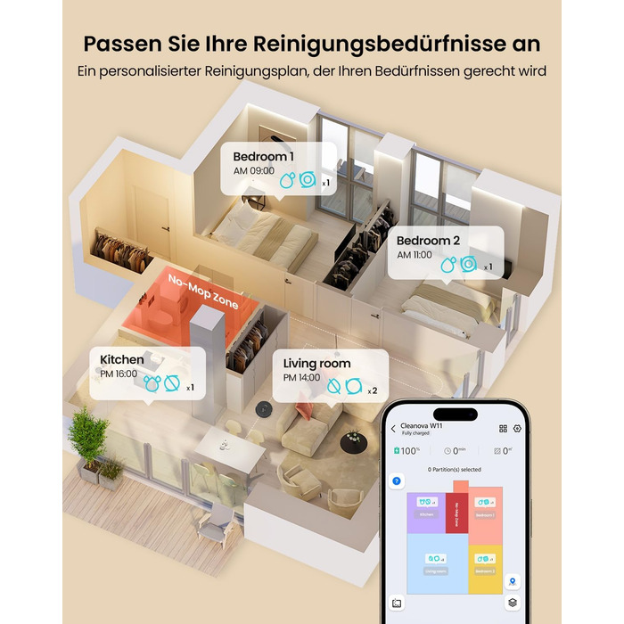 Робот-пилосос Vexilar W11 з функцією миття, LiDAR навігація, потужність 5000Pa, тривалий час роботи, WiFi, ідеальний для килимових покриттів