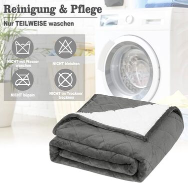 Вага ковдра WOLTU для дорослих, терапевтична ковдра з склокульками, 9 кг, 150x200 см, чорний/сірий, з фланелі Sherpa, проти стресу