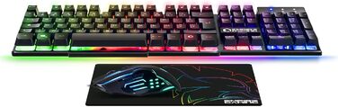 Ігровий комплект Empire Gaming Armor RF800: Клавіатура та миша бездротові AZERTY (французька розкладка) RGB з килимком для миші. Підтримка PC, PS4, PS5, Xbox One/Series, Mac. Білий (MK800)