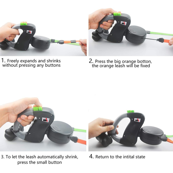 Автоматична собача леїнка Makife Dual Doggie - 3м, для маленьких та середніх собак, з пакетиками для вигулу (15 шт)