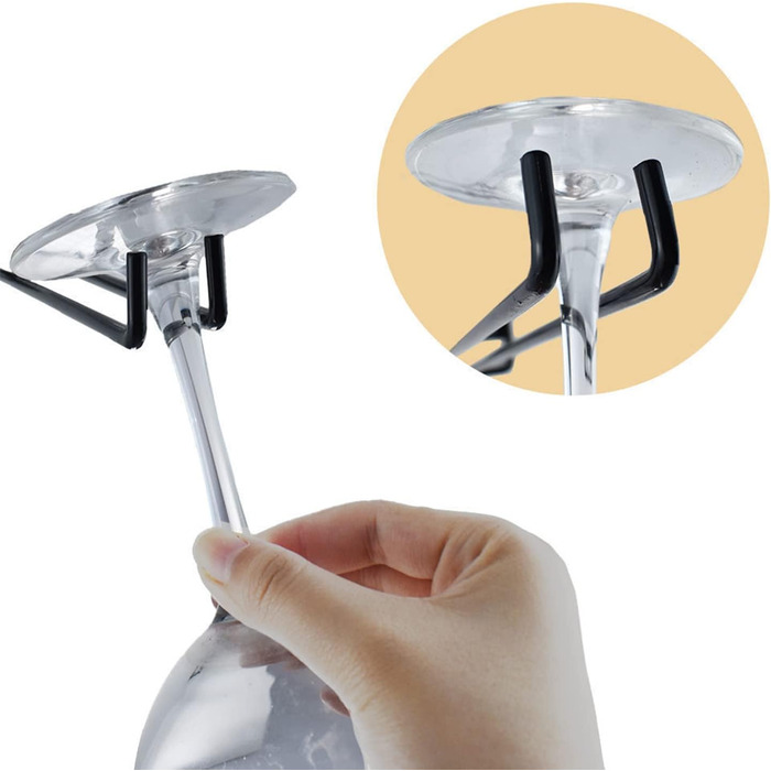 Тримач для келихів Yhuasia (2 шт.) - рейка для склянок, металева підвісна конструкція для бару, кухні, ресторану, пабу, чорний