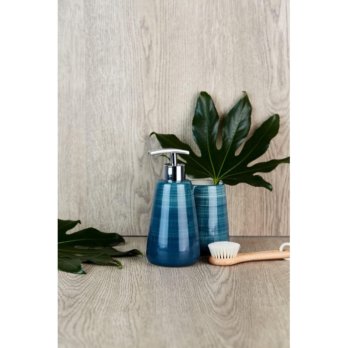 Дозатор для мила WENKO Pottery Petrol - керамічний, 0.36 л, 17.5 x 8 x 8 см