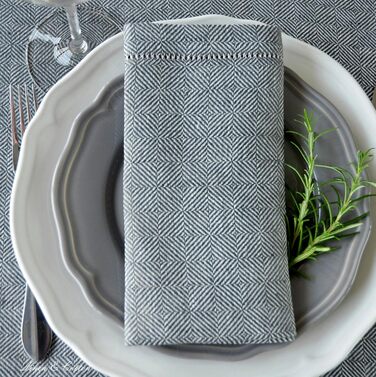 Linen & Cotton Quality - 4 Cloth Napkins, Linen Napkins, Scandi with Hemmed Edge - 100% Linen, Grey (44 x 44cm). Modern for Wedding, Catering, Hotel, Restaurant, Cafe, Dinner Party, Festive Occasions.
