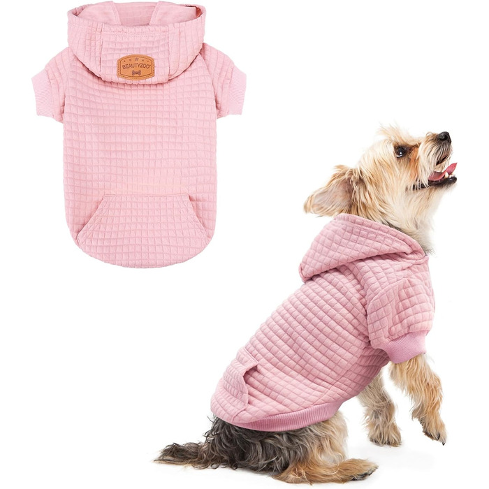 BEAUTYZOO Dog Hoodie for Small, Medium and Large Dogs, Winter, Autumn, Warm Dog Clothes for Puppies, S, M, Dogs, Girls, Boys, Dog Sweater, Shirt, Hoodies with Pocket, (XXS (Back: 8