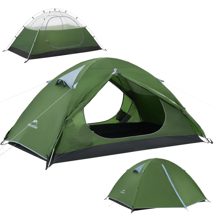Намет Naturehike Bleik Ultralight 2-3 особи, водонепроникний (3000мм), для кемпінгу, туризму та трекінгу (240x290x125см, Зелений)