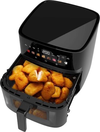 Cecotec Oil-Free Hot Air Fryer 8L Grill Plate - Grill - Double Heating Elements - Cecofry&Grill Duoheat 8000. 2200W, Dietetic and Digital, Window, Temperature Control 80-200°C, 8 Menus