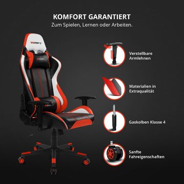 Геймерське крісло Drift Gaming DR175PINK: професійне, чорно-рожеве, екошкіра, регульовані підлокітники, газліфт 4 класу