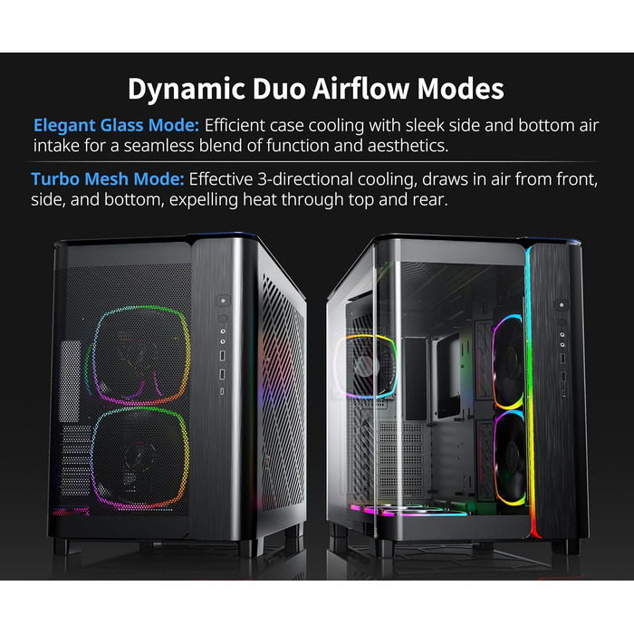 MONTECH King 95 PRO: Ігровий корпус ATX Mid-Tower з подвійним відсіком, високою вентиляцією, скляною панеллю та 6 ARGB вентиляторами