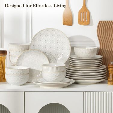 Набір кавових чашок MALACASA з блюдцем, 8 шт. (4 персони), кавовий сервіз з порцеляни, об'єм 180 мл, для кави, чаю, десертів, бежевий