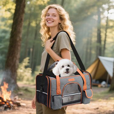 Транспортна переноска для котів та собак PETCUTE, сіра (L)