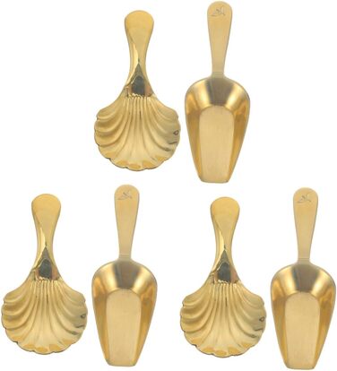 Cabilock 6-Piece Brass Scoop Spoons, Small Brass Shovels, Bath Salt Scoop, Bean Accessories, Glass Bathroom Counter Organizer, Mini Accessories, Individual Popcorn Measuring Cups, Scoop