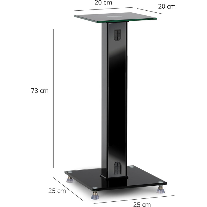 Стійка для колонок Pronomic SLS-282L BK (пара) - Стильний дизайн з 2 скляними панелями, регулювання висоти 73 см, вантажопідйомність 10 кг, приховане кабельне провадження, для моніторів та Hi-Fi апаратури - Чорний колір