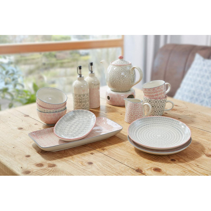 Bloomingville Milk Jug Cecile Retro Cream Jug Jug Small Jug Ø 8.5 x H 8.5 cm, pink, ceramic, holds approx. 250 ml