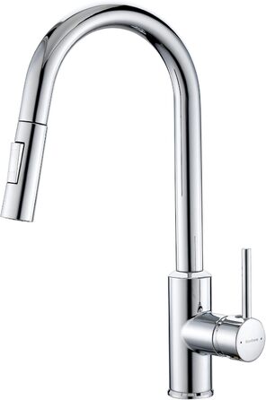 Змішувач кухонний з висувною лійкою та душем, 360° поворот, 2 режими, нержавіюча сталь (хром)