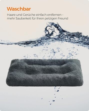 Ліжко для собак Feandrea, м'який лежак, пухнаста підстилка, довгий плюш, 110 x 73 см, м'яка підкладка, можна прати в пральній машині, кошик для собак, багатофункціональне, портативне, темно-сірий