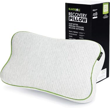 BLACKROLL® Recovery Pillow (50 x 30 cm), orthopedic pillow for restful sleep, ergonomic head pillow with travel bag for travel, neck pillow made of viscose memory foam, Made in Germany, light gray