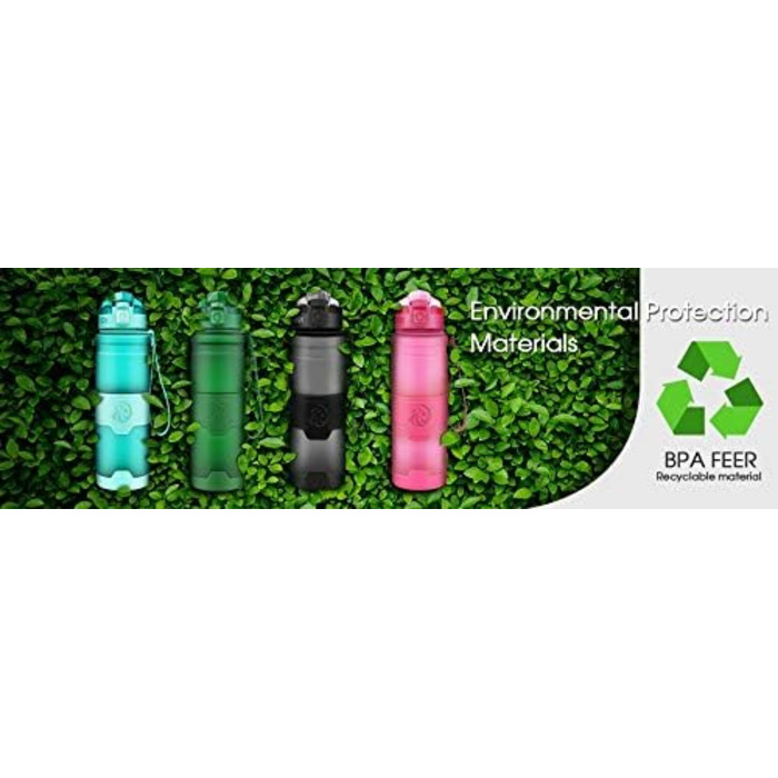 ZORRI Sport Water Bottle for Kids, 500 ml/700 ml/1000 ml, BPA-free, eco-friendly Tritan plastic, reusable water bottles with filter, Grey-1000ml, 1000ml-32oz
