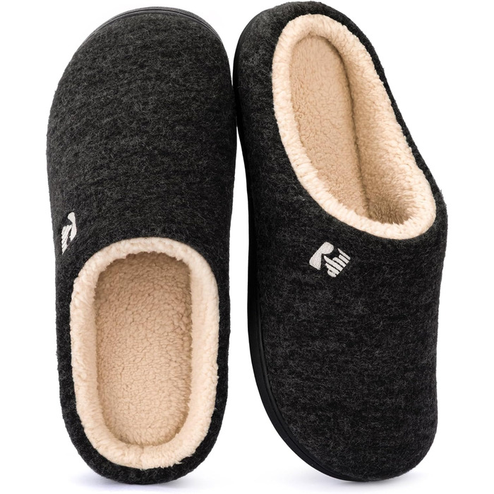 Чоловічі домашні тапочки RockDove з підкладкою Sherpa та піною з пам'яті, 43.5 EU, чорні