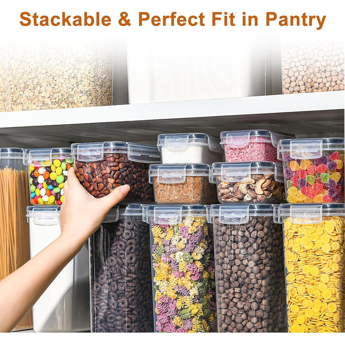 Набір контейнерів для зберігання GoMaihe 16 шт., герметичні бокси для кухні, пластикові контейнери з кришкою для круп, мюслі, рису, борошна та корму для тварин