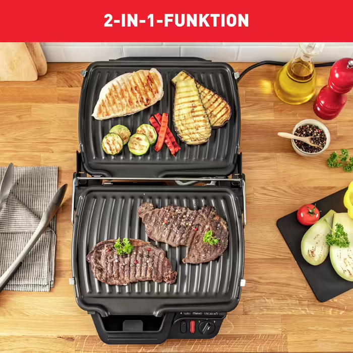 Tefal GC3060 3-in-1 Contact Grill | with Gratinating Function | doubles as a table grill/BBQ when opened | Sandwich, Steak, Panini | adjustable thermostat | non-stick coating | Grey Single with Gratinating Function