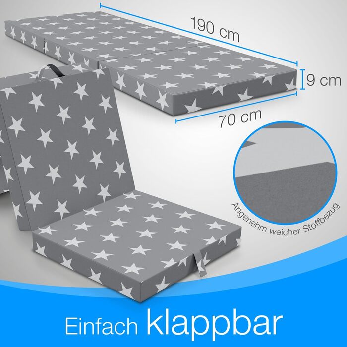 Складний матрац ELONEO 70x190 см, 9 см, для дітей і дорослих, гостьовий, туристичний, для подорожей і кемпінгу