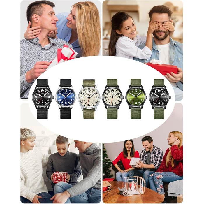 Годинник чоловічий CIVO водонепроникний з надійним ремінцем з нейлону, аналоговий кварц, великі цифри, світловідбиваючий, спортивний, для активного відпочинку, легкий у читанні, ідеальний подарунок (нейлон, B-2 зелений/чорний)