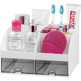 VITVITI Toothbrush Holder for Bathroom Electric Toothbrush Holder Bathroom Organizer with 2 Drawers Storage for Toothpaste Cosmetics Makeup Organizer Cosmetic Storage Box