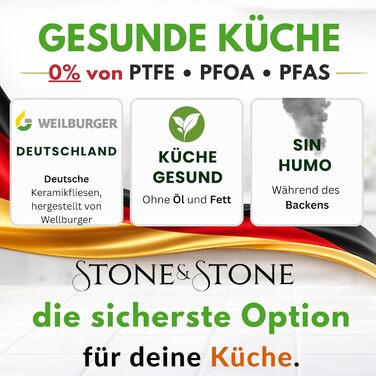 Сковорода Stone&Stone для індукції квадратна 28 см з антипригарним покриттям та знімною ручкою, німецька кераміка, сталеве дно, для газових плит та духовки, без PFAS, PFOA, PTFE