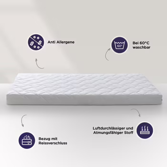 Дитячий ортопедичний матрац Gowoll Wave Baby 70x160 см з холодної піни, з антизадушливим каналом, висота 6 см, для ліжечка, дитячого ліжка, будиночка та дорожнього ліжка