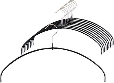 MAWA Clothes Hangers Light, Set of 20 space-saving and non-slip hangers, ideal for T-shirts, tops, and lightweight sweaters, with a 360° swivel hook and non-slip coating, 40 cm, Black