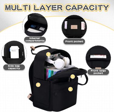 GAXOS Сумка-рюкзак для школи: стильний рюкзак для жінок та дівчат, корейський стиль, чорний колір