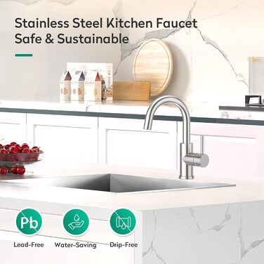 Кран кухонний CREA, 360° поворотний, нержавіюча сталь, для маленької кухні