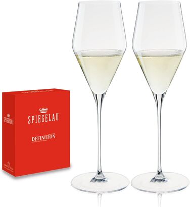 Spiegelau Champagne Glasses 250 ml, 2 Pieces, Definition, 1350169, Crystal Glass Sparkling Wine Glasses, Champagne Glasses Dishwasher Safe