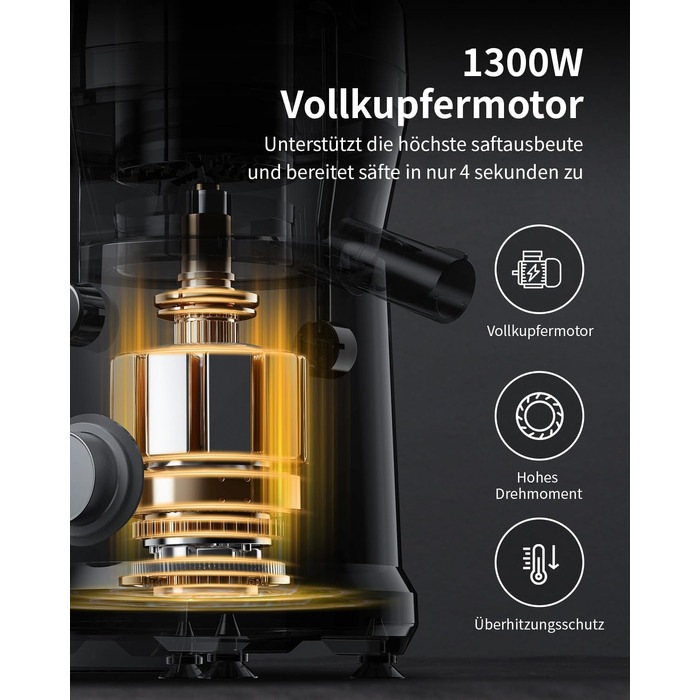 Центрифужна соковижималка GDOR 1300W для овочів та фруктів з широким завантажувальним отвором 81 мм