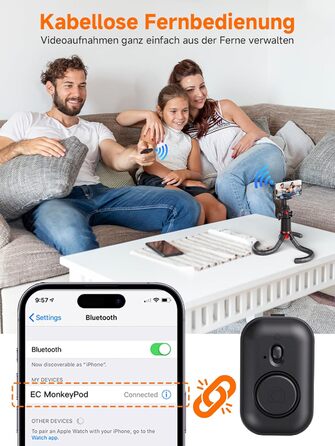 Штатив для смартфона Rollei з автоматичним відстеженням обличчя та стабілізацією відео, 360° для TikTok Live Streaming, вбудований акумулятор, гнучкий трипод